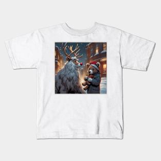 Teddy With Rudolf the Red Nose Reindeer Kids T-Shirt